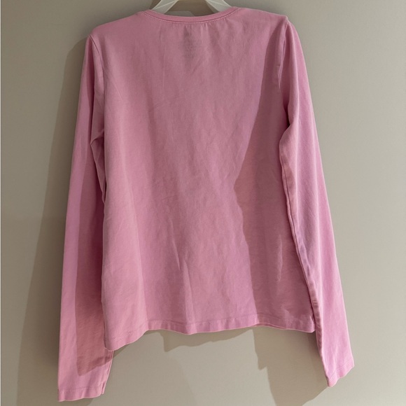 H&M Long Sleeved Pink Cotton Top with Embroidered Text “Love” on front Size12/14 - Picture 3 of 4